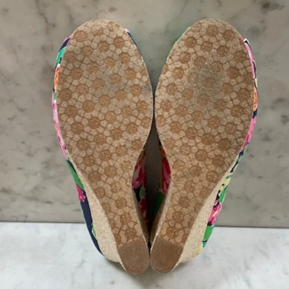 LILLY PULITZER Resort Chic Wedge Mini Getaway Garden Peep Toe Espadrille…